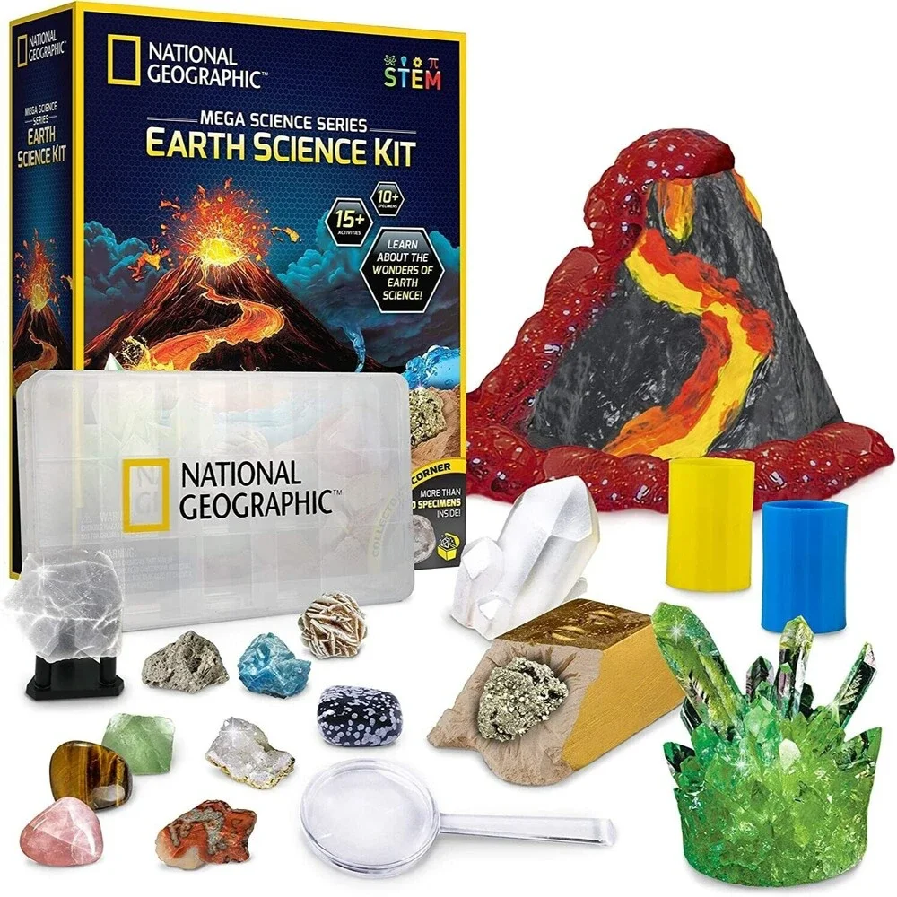 National Geographic Mega Earth Science Experiments Kit Volcano Crystals STEM